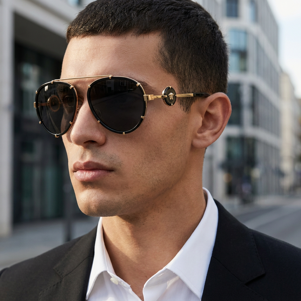 GAFAS VERSACE VE2232 BLACK DARK GREY HOMBRE