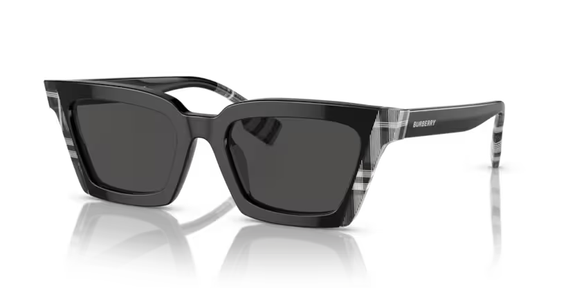 GAFAS BURBERRY BE4392U BLACK/CHECK WHITE BLACK DARK GREY